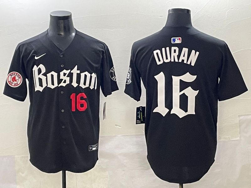 Men 2025 Boston Red Sox 16 Duran Black Five generations Joint Name Nike MLB Jersey style 5